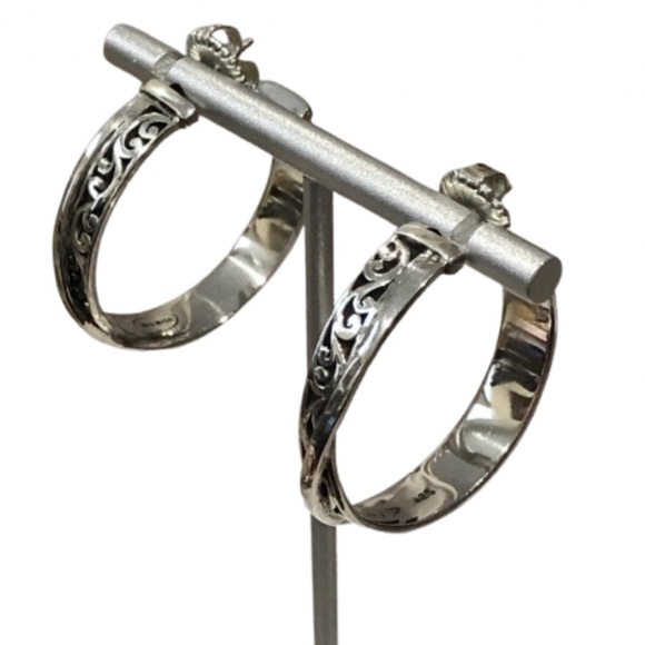 LOIS HILL Sterling Silver Cut Out Hoops with Silver Accent Entwined Throughout - Picture 3 of 14